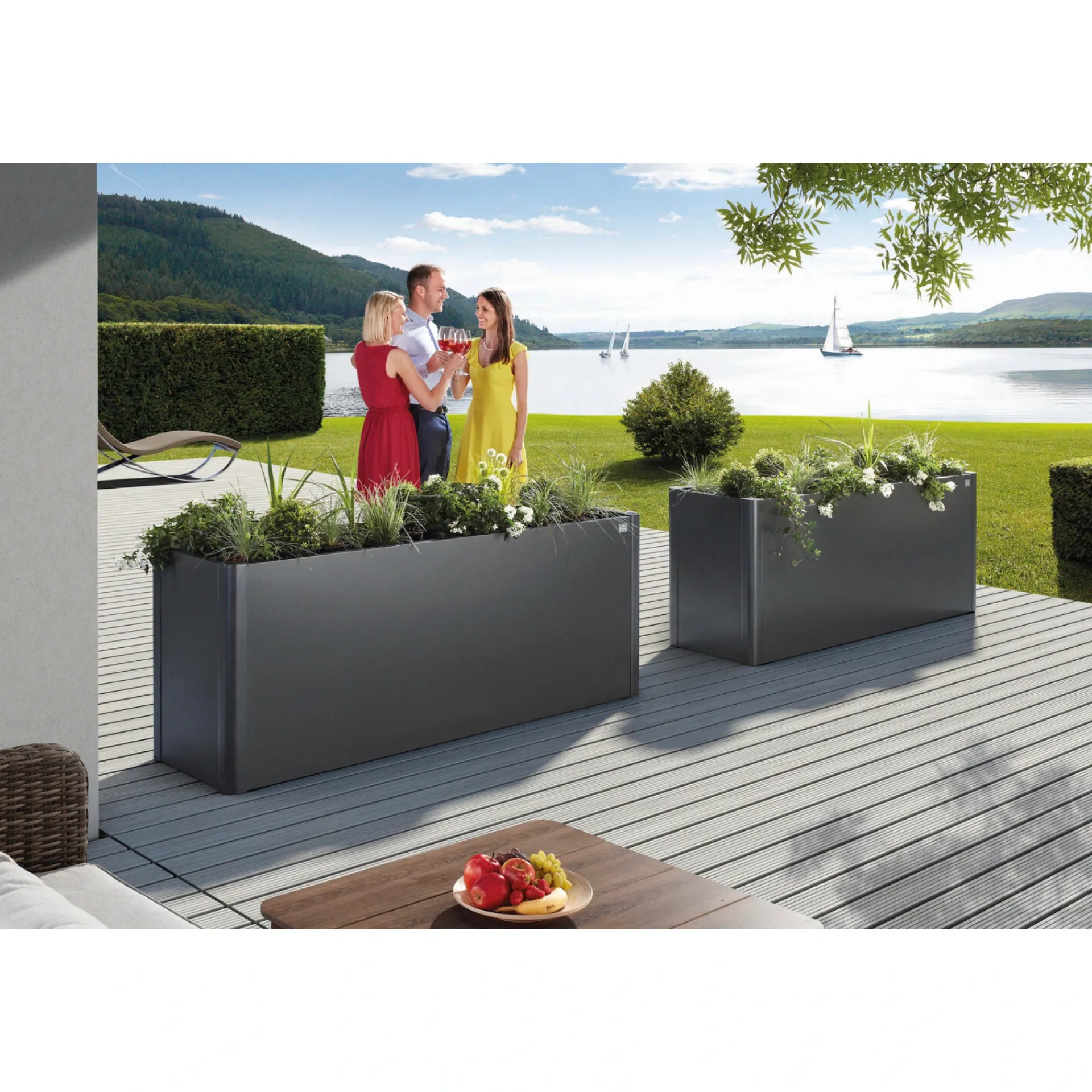 Biohort Højbede & Plantekasser > 2X0,5 HØJBED MØRKEGRÅ METALLIC 77 X 53 X 201 CM