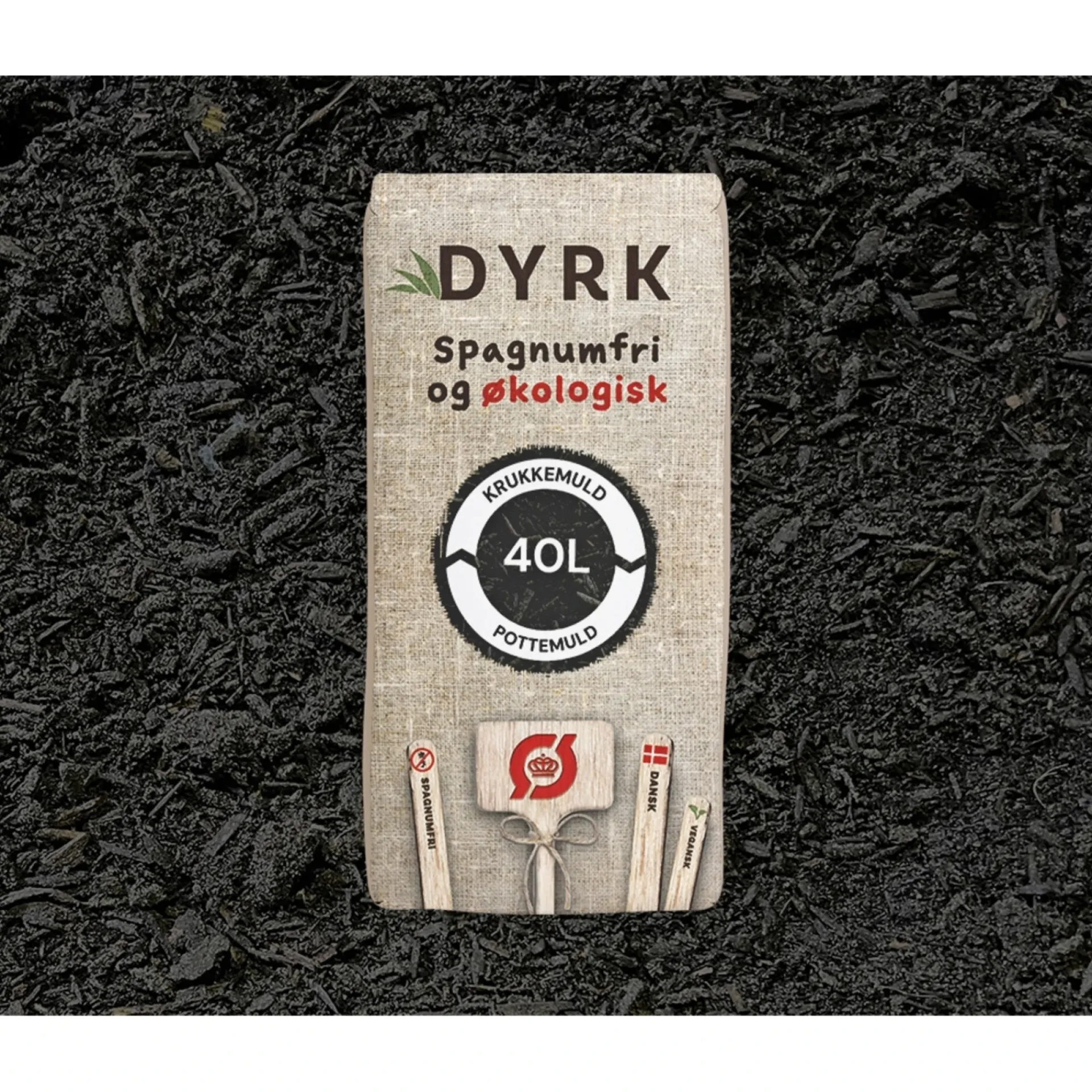 DYRK Jord > ØKOLOGISK OG SPAGNUMFRI KRUKKE- OG POTTEMULD 40 L