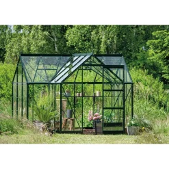 Halls Drivhuse > ICON 6 GARDENHOUSE EKSKL. SOKKEL HÆRDET GLAS GRØN 8,6 M2