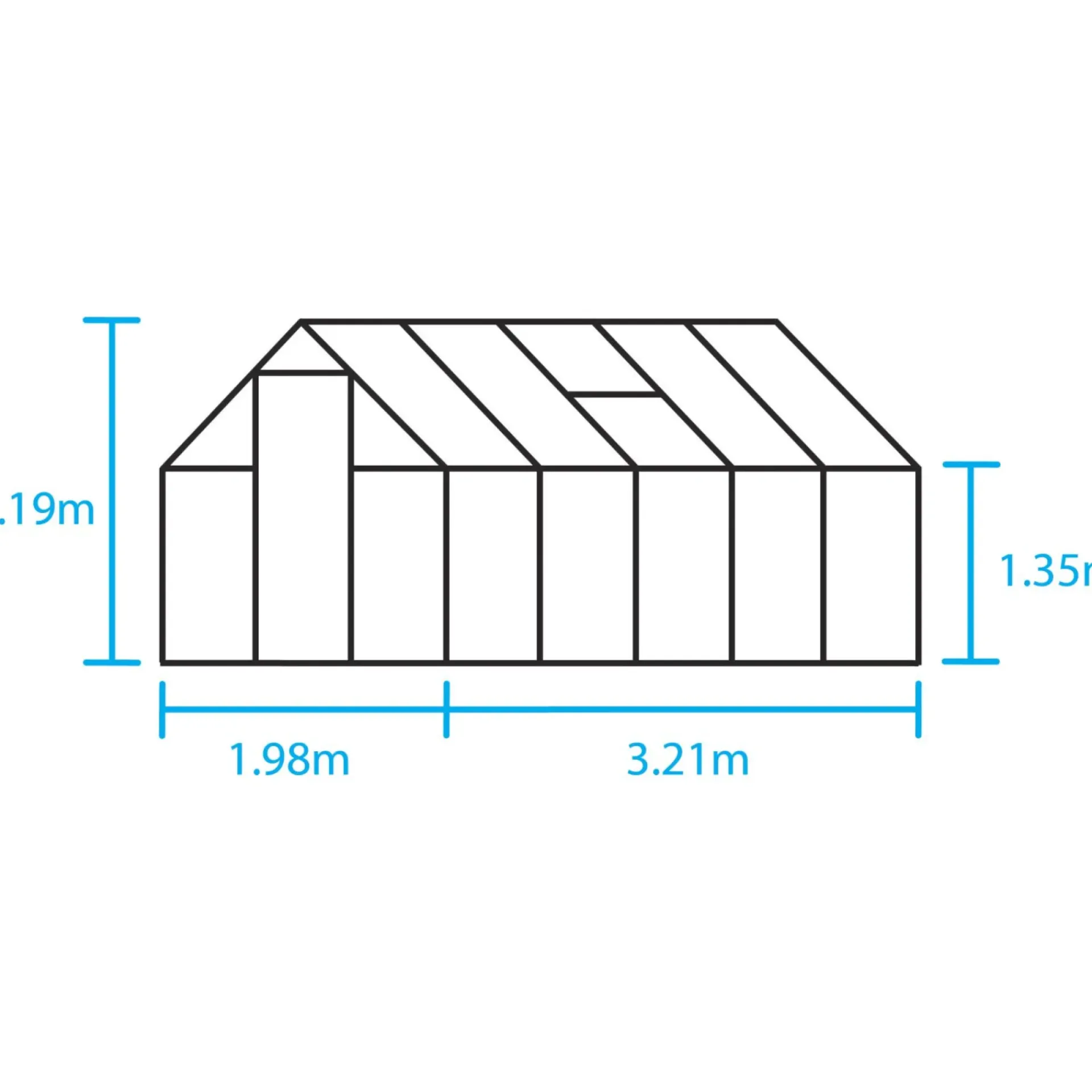 Halls Drivhuse > QUBE 610 DRIVHUS 3 MM HÆRDET GLAS HELE BANER SORT 6,4 M2
