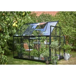 Halls Drivhuse > QUBE 68 DRIVHUS 3 MM HÆRDET GLAS HELE BANER SORT 5 M²