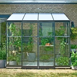 Halls Vægdrivhuse > QUBE LEAN-TO 68 VÆGDRIVHUS 3 MM HÆRDET GLAS SORT 4,7 M2
