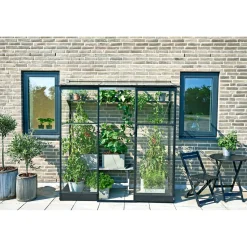 Halls Vægdrivhuse > QUBE LEAN-TO 26 VÆGDRIVHUS 3 MM HÆRDET GLAS SORT 1,2 M²