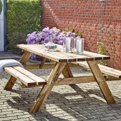 Hortus Bord- & Bænkesæt > 42 MM TRYKIMPRÆGNERET FYRRETRÆ BORDBÆNKESÆT NATUR