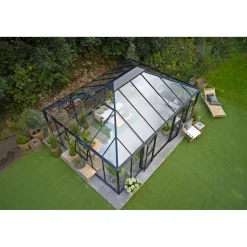 Juliana Orangerier > GRAND OASE DRIVHUS 3 MM HÆRDET GLAS HELE BANER ANTRACIT 25,6 M2