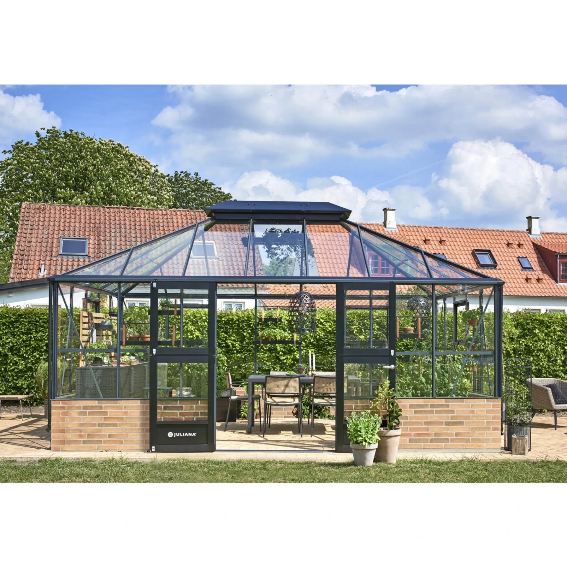 Juliana Orangerier > GRAND OASE MUR ORANGERI 3 MM HÆRDET GLAS HELE BANER ANTRACIT 18,8 M2