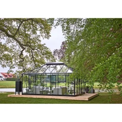 Juliana Orangerier > GRAND OASE ORANGERI 3 MM HÆRDET GLAS HELE BANER ANTRACIT 18,8 M2