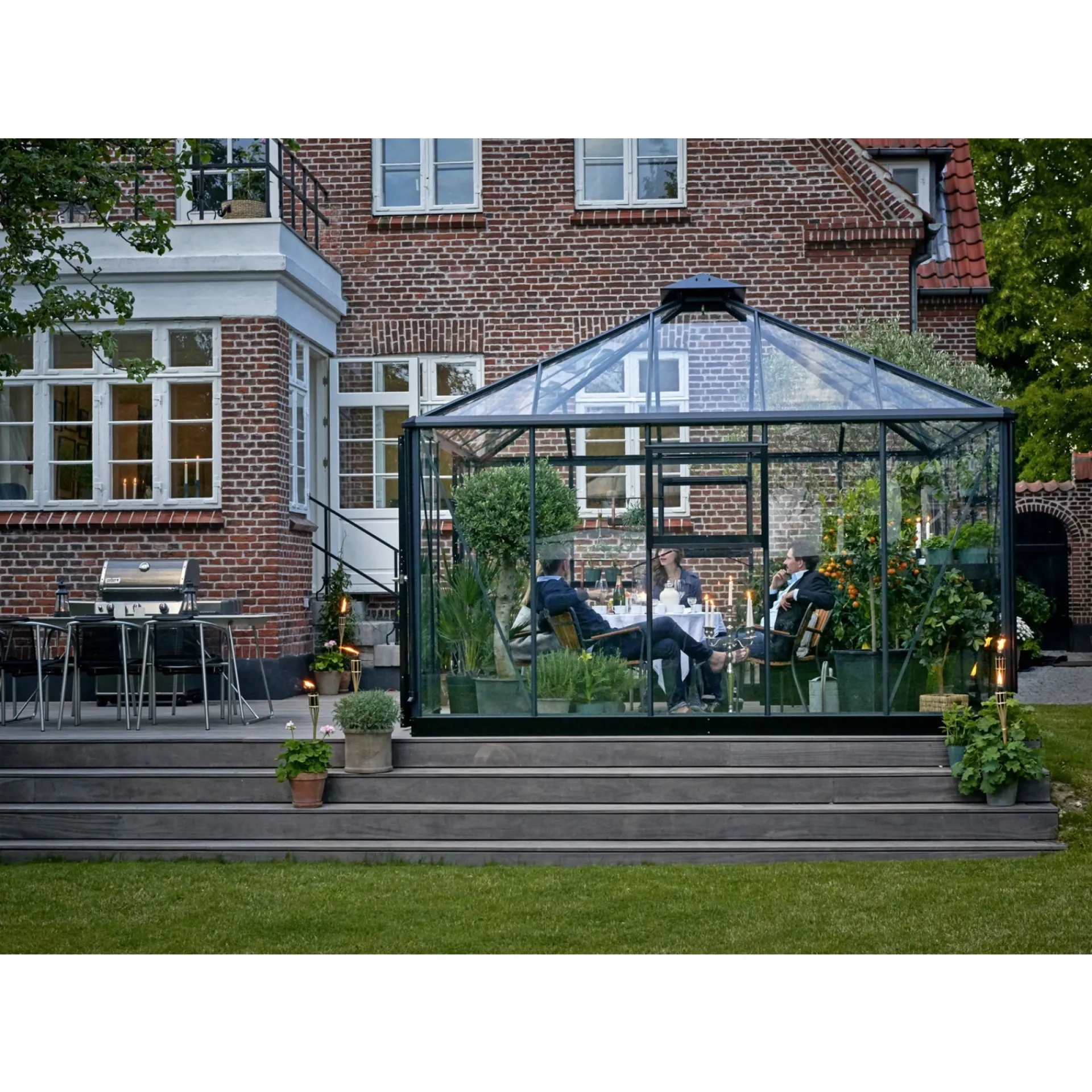 Juliana Pavillon Drivhuse > OASE DRIVHUS 3 MM HÆRDET GLAS HELE BANER ANTRACIT 13,5 M2