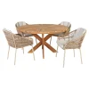 Outrium Havemøbelsæt > ESTORIL/PALMA BORD + 4 STOLE HAVEMØBELSÆT TEAK/SANDGRÅ