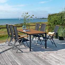 Outrium Havemøbelsæt > FARO MED 6 STOLE HAVEMØBELSÆT NATUR/SORT