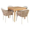Outrium Havemøbelsæt > GILI/PALMA BORD + 4 STOLE HAVEMØBELSÆT TEAK/SANDGRÅ