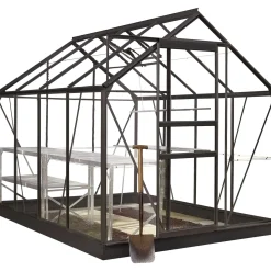 Outrium Drivhuse > HALLS DRIVHUS INKL. SOKKEL 3 MM DELT GLAS SORT 5 M²