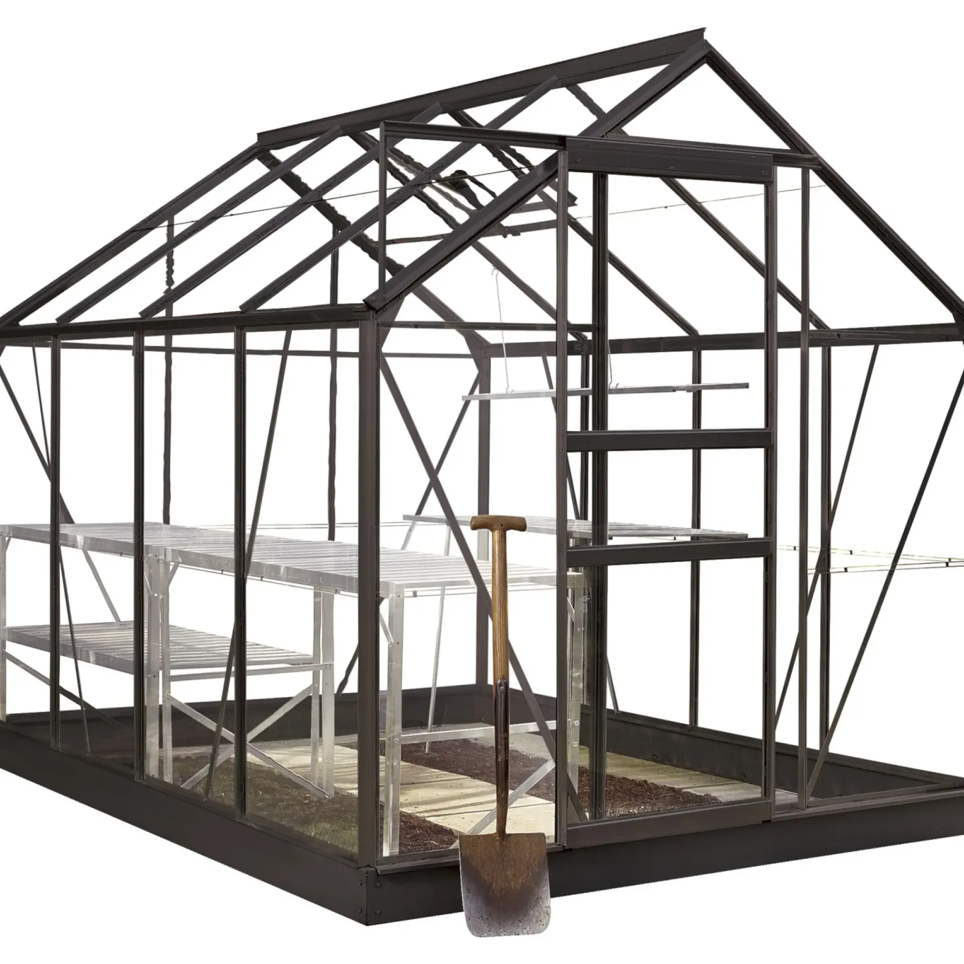 Outrium Drivhuse > HALLS DRIVHUS INKL. SOKKEL 3 MM DELT GLAS SORT 5 M²
