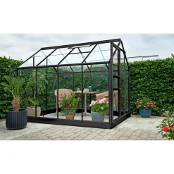 Outrium Drivhuse > HALLS DRIVHUS INKL. SOKKEL 3 MM DELT GLAS SORT 5 M²