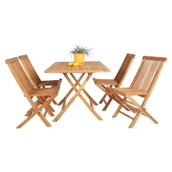 Outrium Havemøbelsæt > JAVA/SYROS BORD + 4 STOLE HAVEMØBELSÆT TEAK