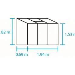 Outrium Vægdrivhuse > VÆGDRIVHUS 3 MM DELT GLAS SORT 1,3 M2
