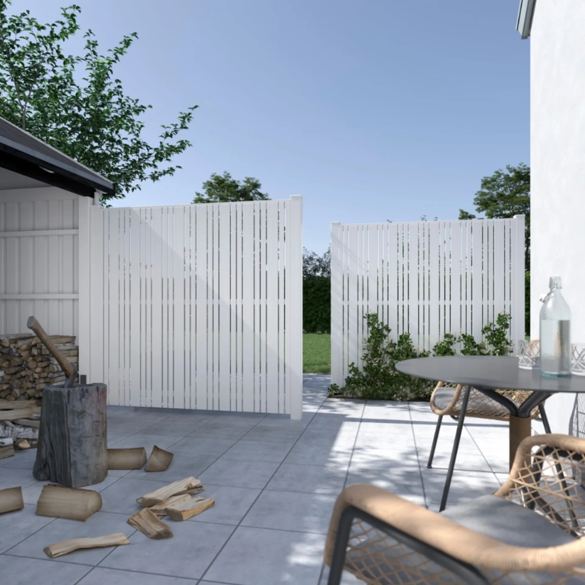 Plus Træhegn > HEGN FUNGICIDBEHANDLET & GRUNDMALET 2 GANGE HVID 180 X 180 CM