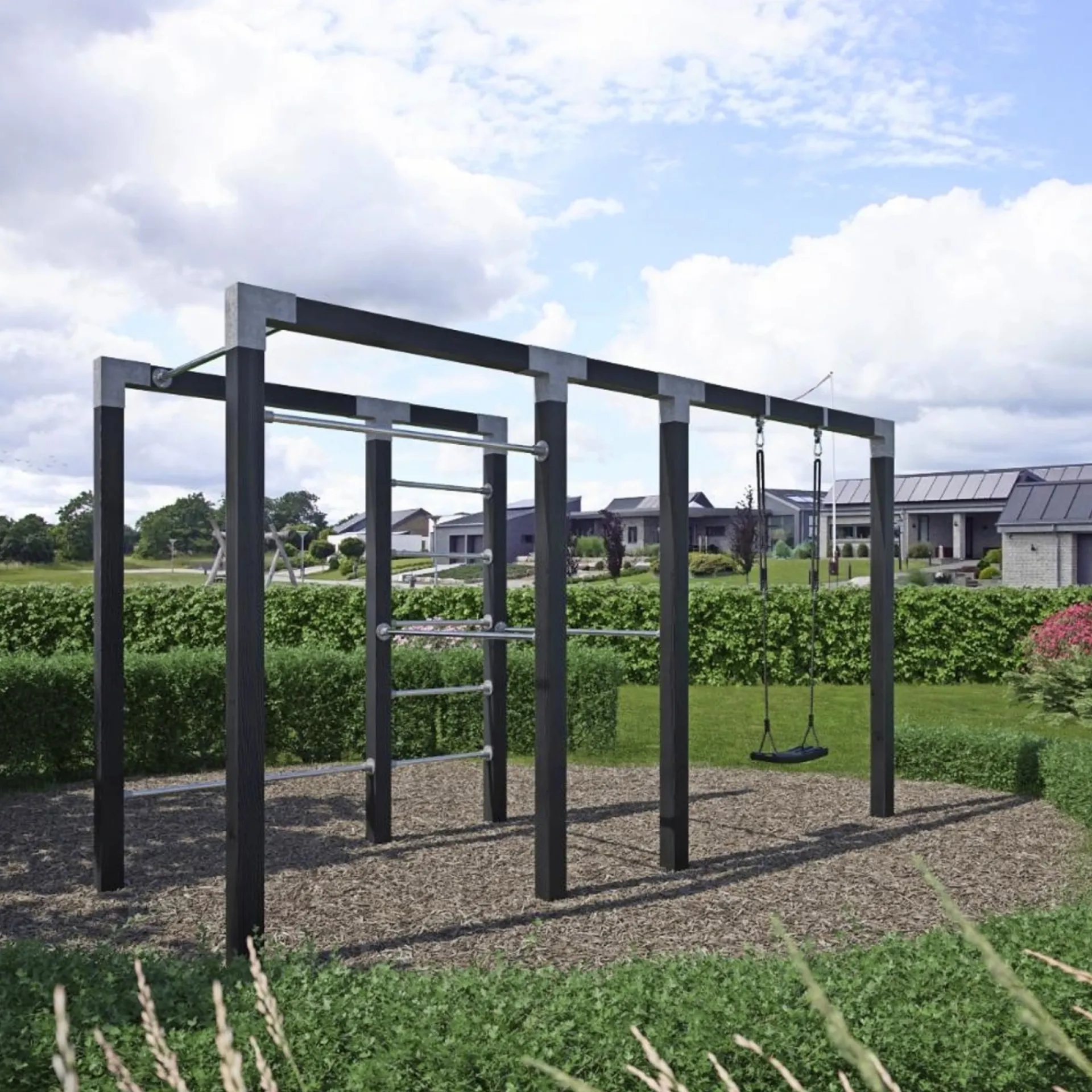 Plus Udendørs Træning > OUTDOOR FITNESSSTATIV 220 X 138 X 380 CM SORT