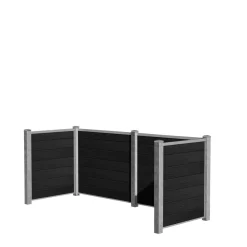Wimex Affaldsskjulere > GLYNGØRE SUPERB 3 SPANDE RENOVATIONSSKJUL SORT KOMPOSIT/GALVANISERET STÅL